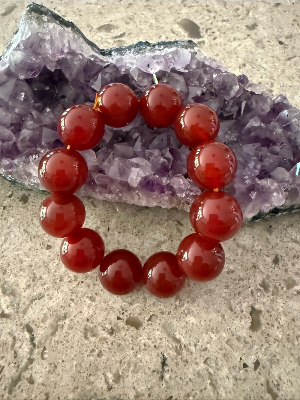 Red carnelian agate beaded bracelet